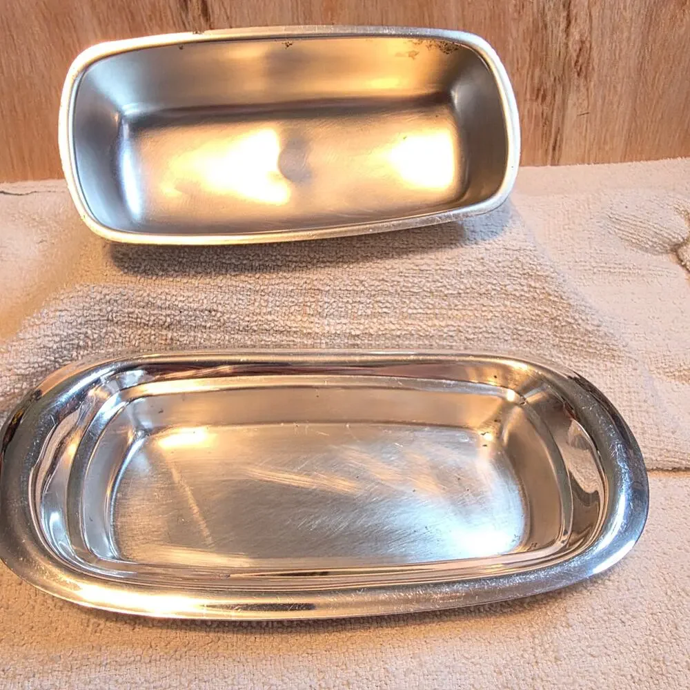 Vintage Wm. Rogers Silver Plated butter dish distinctive crown hallmark